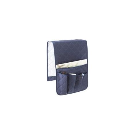 Organisateur d'accoudoir de canapé, organisateur de rangement antidérapant pour fauteuil inclinable avec 5 poches pour téléphone portable, télévision, télécommande, magazines (bleu marine) (1/5)
