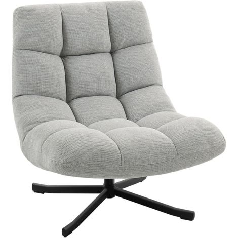 Autres fauteuils-Assise large pivotant-Chenille déperlant-Pieds acier croisés-Gris clair-95x75x90cm (1/5)