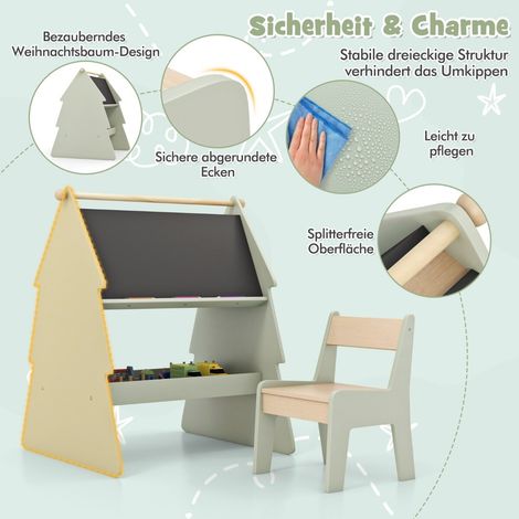 Chevalet enfant vert double face avec 2 tableaux noirs, porte-rouleau jusqu à 59 cm (1/5)