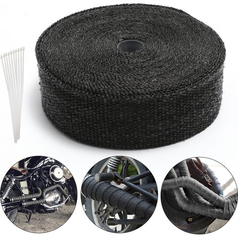 SWANEW 15M Titanio isolamento termico nastro tubo di scarico nero con 12 fascette metalliche (1/5)