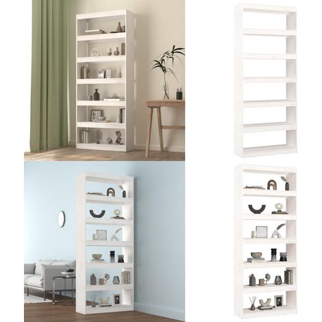 Bibliothèque/Séparateur de pièce Blanc 80x30x199,5cm Pin massif - Bibliothèque Blanche - Bibliothèque Bois - Étagère Salle À Manger - Meuble Rangement - Séparateur Pièce - Home & Living (1/5)