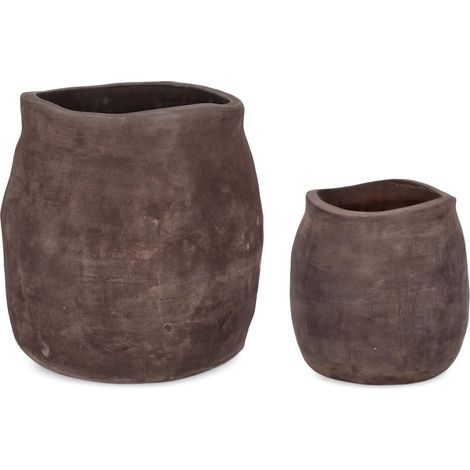 Vasi "Minh" sagomato in terracotta per fiori e piante da esterno set da 2 (1/5)
