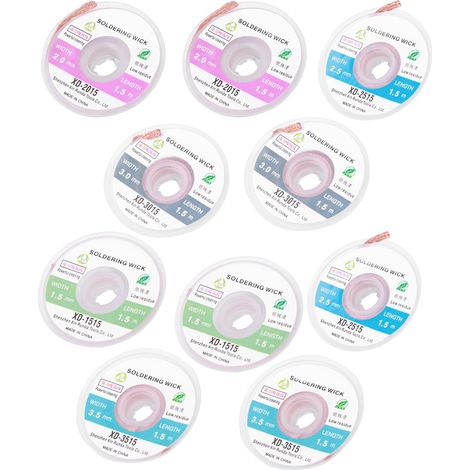 Lot de 2 rubans à dessouder pour câbles, ne laisse que peu de résidus et ne nécessite aucun nettoyage, 1,5 mm, 2 mm, 2,5 mm, 3 mm, 3,5 mm (1/5)