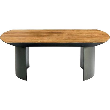 Table basse teck recyclé et pied métal arrondi 120cm Casita TROMS (1/5)