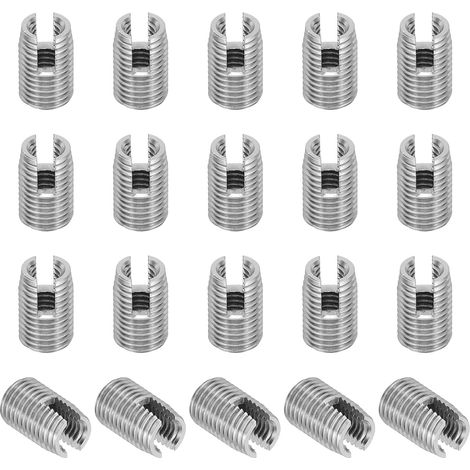 Insert Fileté Auto-Taraudeurs, 20 Pcs M4 x M6.5 x 10mm Acier Inoxydable 303 Filetage Adaptateur Réducteur Vis à Fente Inserts de Réparation Écrous Manchon (1/5)