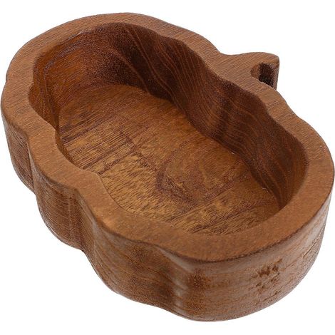 Bol en bois en forme de citrouille, bol de conservation des aliments, porte-dessert, assiette de service en bois (1/5)