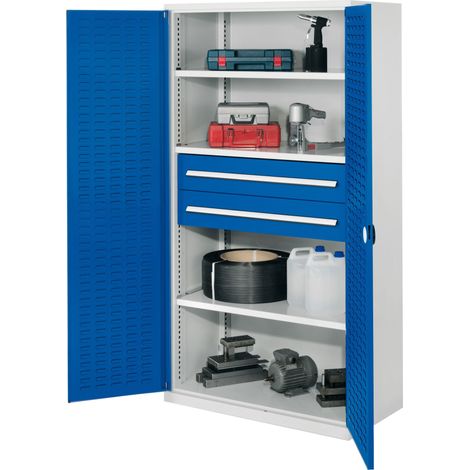 Kappes Schwerlastschränke ohne Mitteltrennwand 1950x1000x600mm Modell 42 Schlitzplattentüren enzianblau