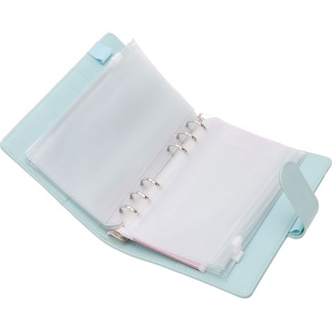 Cahier/agenda/carnet à feuilles mobiles A6, couverture en cuir PU à 6 trous, carnet de budget, bleu. (1/5)