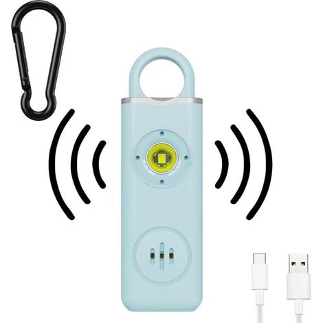 Alarme personnelle,130dB Alarme de Poche avec Lumière LED avertisseur Anti Agression Porte-Clés Sécurité Alarme Auto-Défens,Bleu (1/5)