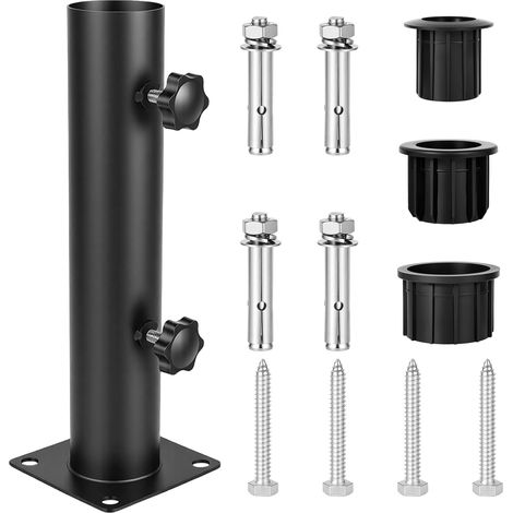 Bardusch - Pieds de Parasol Support Réglable,Tube pour Pied de Parasol avec 3 Anneaux de Réduction en PVC (32/38/48mm) & 8 Clous en Acier,Support Parasol (1/5)