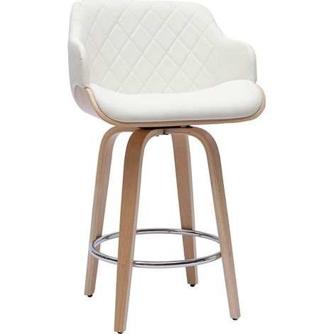Sgabello da bar design bianco e legno chiaro H65 cm LUCIEN (1/4)