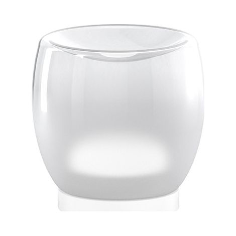 Abatjour Contemporaneo Drum Metallo Bianco Vetro 1 Luce Led 6W Calda