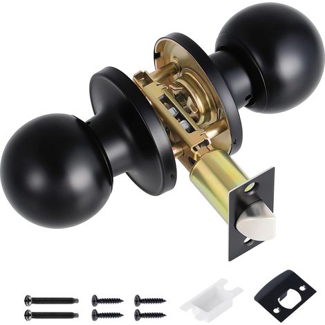Lot de 1 poignée de porte intérieure mate, bouton de porte de passage pour portes intérieures, serrure de porte de passage sans clé, poignée de porte intérieure en acier inoxydable (1/5)
