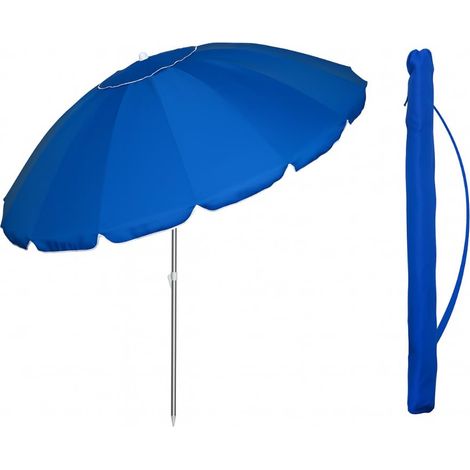 Ombrellone da Spiaggia con Cupola Antivento - Diametro 240 cm con 16 Stecche in Fibra Vetro - Ombrello Mare con Sacca Tracolla - BLU (1/5)