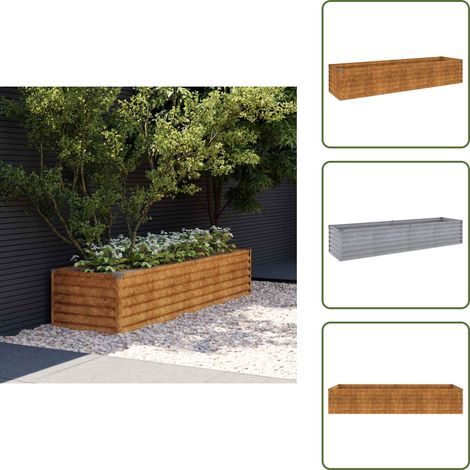 Lit surélevé de jardin 194x50x36 cm acier corten - Jardinière - Bac À Fleurs - Lit Surélevé - Acier Corten - Décoration Jardin (1/5)