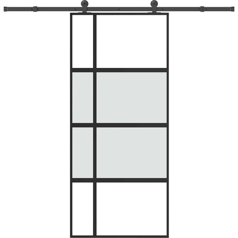 Schiebetür mit Beschlag 90x205 cm Hartglas und Aluminium