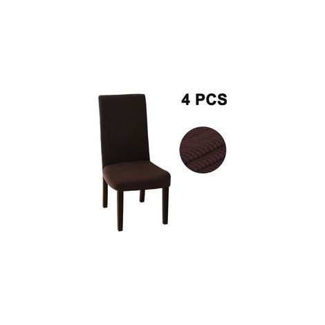 Lot de 4 housses de chaise extensibles classiques - imperméables, marron foncé (1/5)