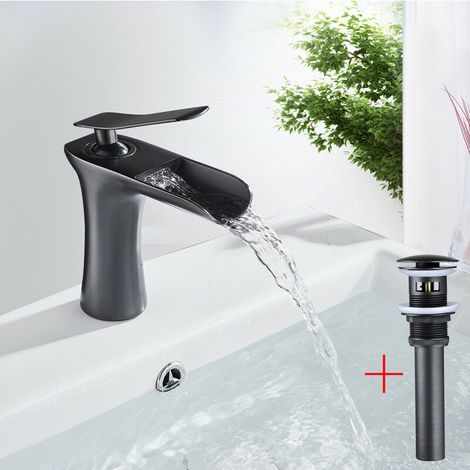 Rubinetto da bagno moderno a cascata, miscelatore monocomando per lavabo, per acqua calda e fredda.
