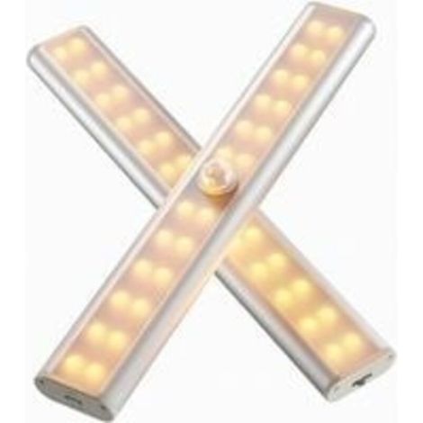 Lampe LED Detecteur de Mouvement Rechargeable, Lumière sans fil de Placard, Baladeuse de Secours, Veilleuse Enfant, Appoint, 3000K Blanc Chaud(2 pièces)dyk- (1/4)