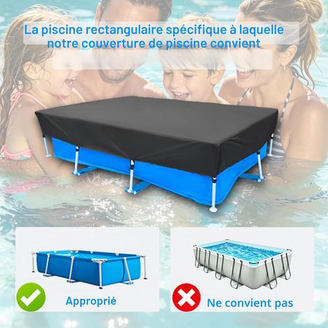 Couverture rectangulaire pour piscine hors sol avec cordon, imperméable et anti-poussière, 230 x 160 cm (1/5)