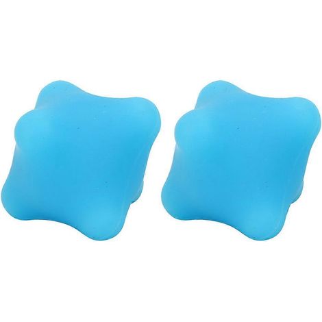 Lot de 2 balles de massage hexagonales en silicone pour la relaxation musculaire des mains et du corps entier, par stimulation des points d'acupuncture (bleu). (1/5)