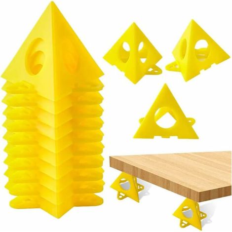 Lot de 20 supports en forme de pyramides jaunes pour porte d'armoire A (1/4)