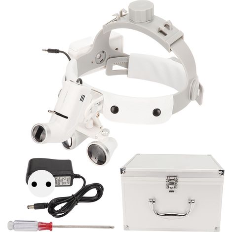 Loupe frontale LED 2.5X réglable avec éclairage pour chirurgie dentaire et bricolage, bandeau confortable et lumière ajustable (1/5)