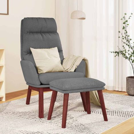 Chaise de relaxation avec tabouret Fauteuil relax - Gris clair Tissu BonneVie-27424 (1/5)