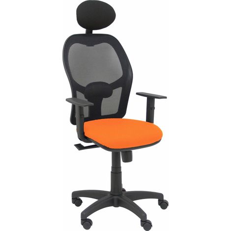 Alocén Stuhl schwarz Netz orange bali Sitz orange verstellbare Arme festen Kopfteil