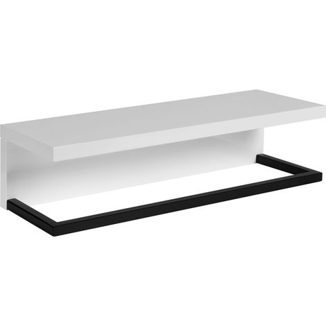 Étagère murale avec porte-serviette en acier LOV blanc brillant et noir 40 cm (1/5)