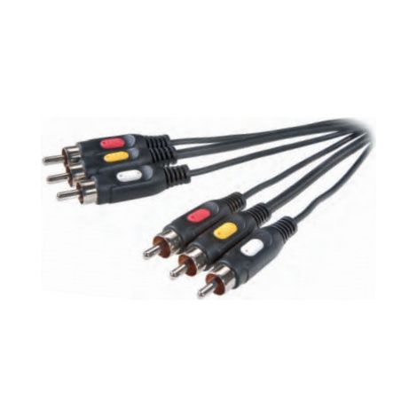 Vivanco 9/14-N cavo video composito 2 m 3 x RCA Nero