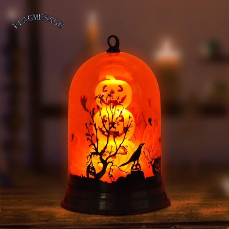 Abat-jour citrouille à piles, guirlande lumineuse orange rétro pour Halloween, décoration intérieure, lumières de fête et de maison (1/5)
