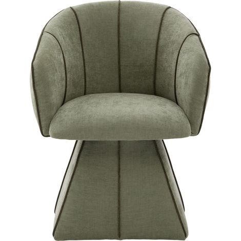 Sillón giratorio individual de chenilla verde oliva con respaldo alto, HOMVRA (1/5)