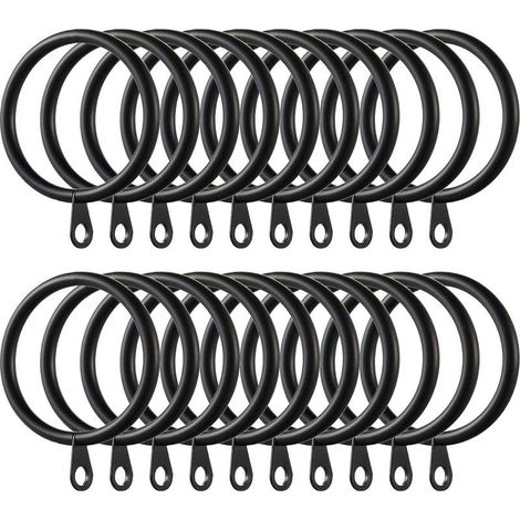 40Pièces Anneaux de Rideau, Anneaux de Suspension en Métal de Rideaux pour Rideaux et Tringles, 38mm Diamètre Intérieur (Noir) (1/5)