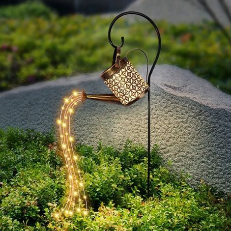 Arrosoir solaire décoratif à LED avec cascade intégrée, 80 x 24 cm, pour éclairage extérieur de jardin.-AquaForge