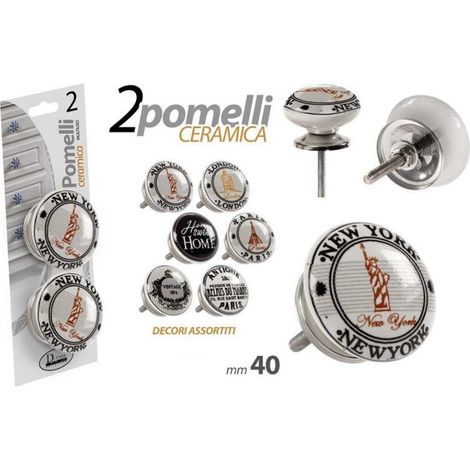 Trade Shop - Kit 2pcs Pomos Multiusos Para Muebles Pomo Ceramico 40mm Decoraciones Surtidas 843037 - (1/3)