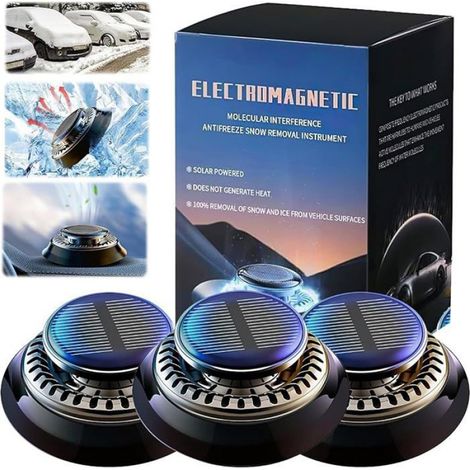 Lot de 3 dégivreurs de pare-brise anti-gel rechargeables USB/solaire pour voiture, modèle A, RACLETTE A NEIGE (1/4)