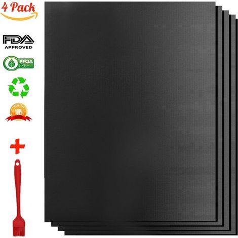 Accessoire pour grillage Tapis de gril, lot de 4 plaques de gril, matériau sans PFOA, 330 x 400 x 20 mm (1/5)