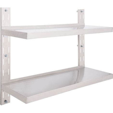 Étagère murale à 2 niveaux Acier inoxydable 100x30 (1/5)