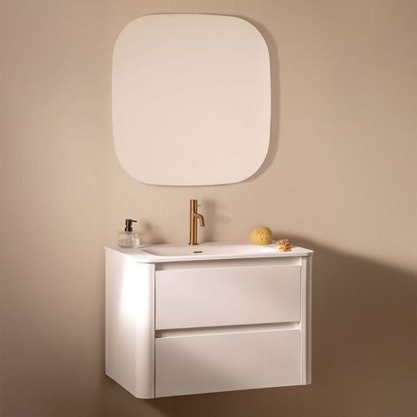 Ensemble meuble de salle de bain suspendu 80x50 cm en bois avec lavabo intégré Egerton SKLUM (1/5)
