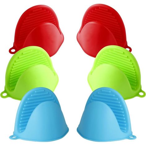 pinze da forno, presine in silicone resistenti al calore, mini guanti da forno, tazze spesse in silicone isolanti per la cottura al forno e la pasticceria (rosso, blu e verde) (1/3)