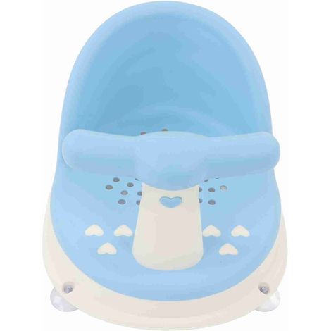 Chaise de douche pour bébé pliable avec poignée amovible douce en polypropylène (PP) hypoallergénique, siège de bain pour bébé, bleu ciel, pour salle de bain (1/5)