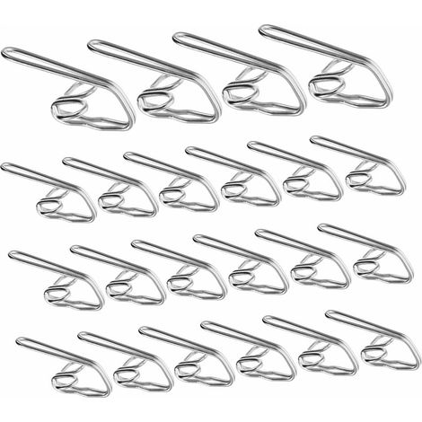 Crochets de rideaux argentés, œillets pour voilages, crochets pour tringle de rideau de douche, fermetures à cordon, crochets papillon (36 pièces) (1/5)