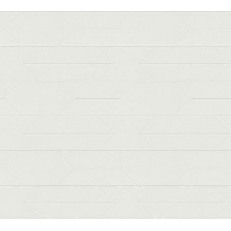 Papier peint graphique blanc Tapisserie géométrique à trapèzes Papier peint moderne 25 x 1,06 m à peindre idéal pour salon (1/4)