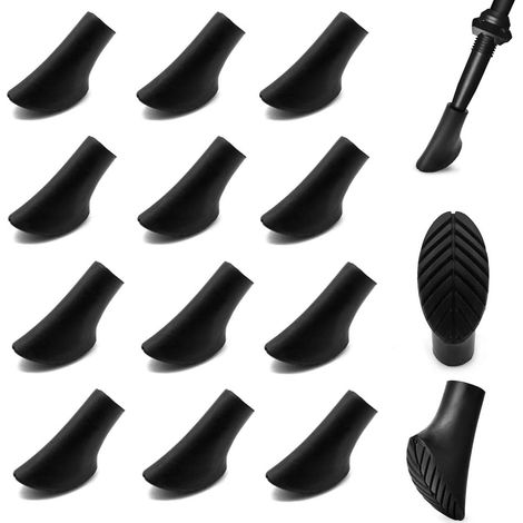 Bastoncini da nordic walking, 14 pezzi / 7 paia di puntali in gomma, gomma bituminosa per bastoncini da trekking nordic walking (Si prega di misurare la lunghezza prima dell'acquisto)