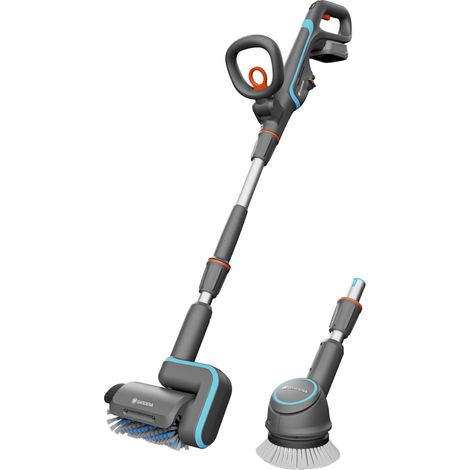 GARDENA Cepillo Multi limpiador AquaBrush de patio o terraza a batería 04/18V POWER FOR ALL, para todas las tareas de limpieza en el hogar y jardín, batería y cargador incluidos (14842-20)