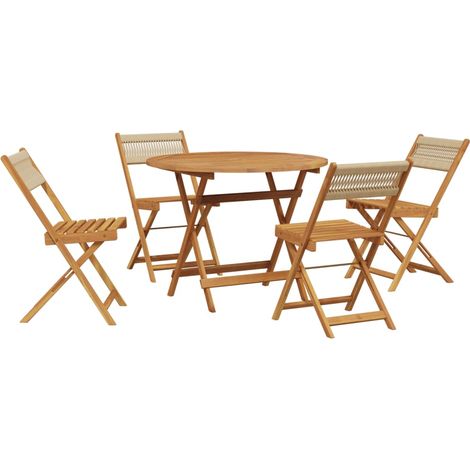 Maison Exclusive - Set Pranzo da Giardino 5 pz Beige Polipropilene/ Legno Massello (1/5)
