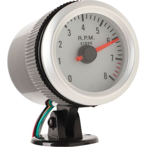 52-mm-2-in-1-LED-Tachometer mit weißem Zifferblatt und roter Zeigerbeleuchtung für 4-, 6- und 8-Zylinder-Benzinfahrzeuge (1/5)
