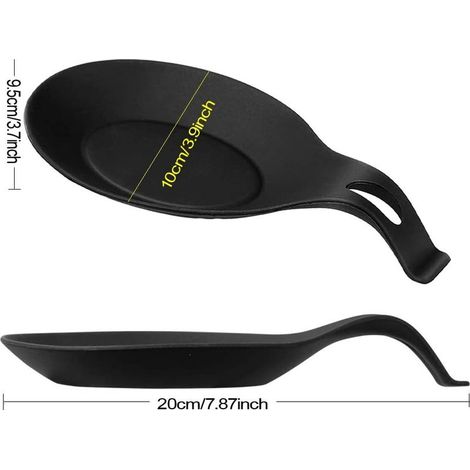 Poggia cucchiaio in silicone, porta cucchiaio da cucina, set da 2 (colore: nero) (1/5)
