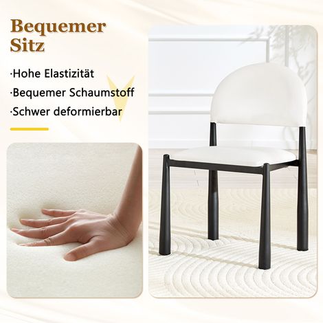 Set de 2 chaises de salle à manger modernes, fauteuil rembourré à dossier semi-circulaire, chaise de cuisine en similicuir PU avec pieds en métal, uniquement chaises sans table, hauteur 80 cm, élégant (1/5)